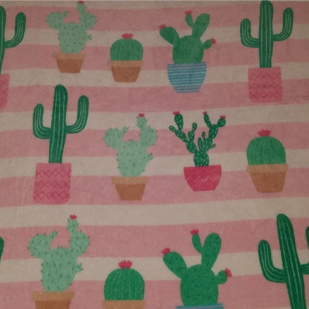 Limited Too Cactus Fleece Blanket Pink Green Throw Lap Baby Plants 40x50